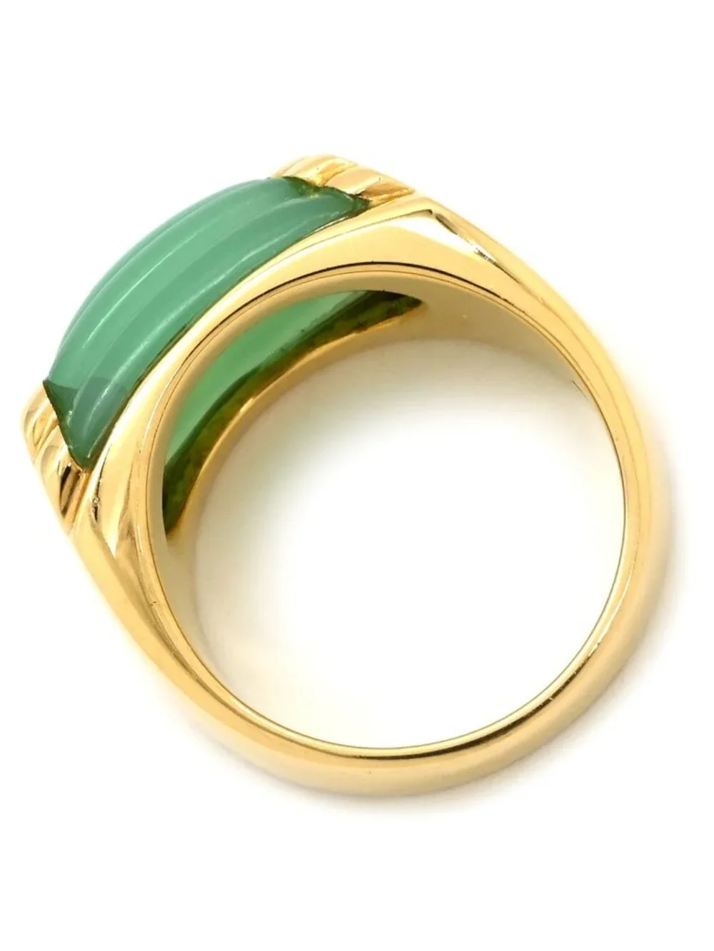 Bvlgari Ring Tronchette Green Gold YG 18k Chalcedony